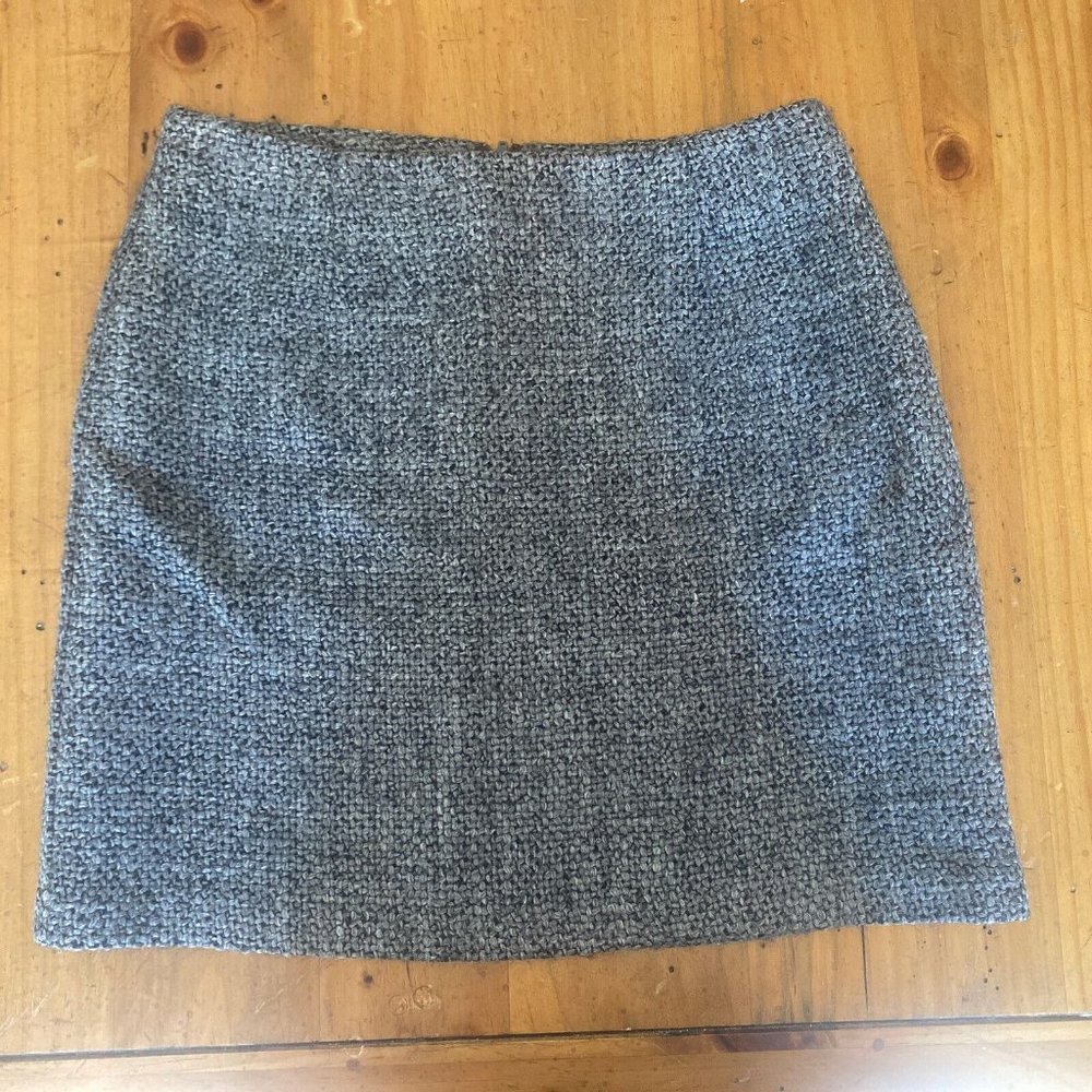 United Colors of Benetton Size 42 Black Gray Wool Mini Skirt